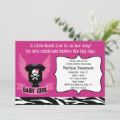 Lila Rock Star Skull Baby-Dusche Einladung (Stehend Vorderseite)