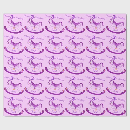 Lila Rockpferd Geschenkpapier (Flach)