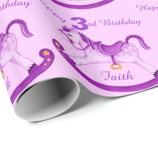 Lila Rockpferd Geschenkpapier (Rolleneckpunkt)