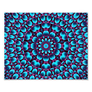 Lila Rohr-Vintages blaues Fraktal-Kaleidoskop Fotodruck
