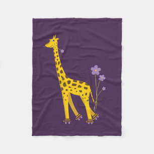 Lila Rollen-Skaten-lustige Cartoon-Giraffe Fleecedecke