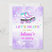 Lila Roller Skate Geburtstagseinladung Einladung (Vorderseite)