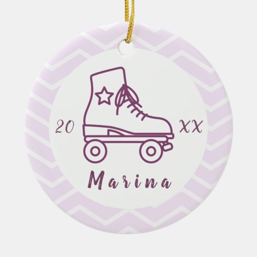 Lila Rollerblading Roller Skaten Girenname Keramik Ornament (Vorne)