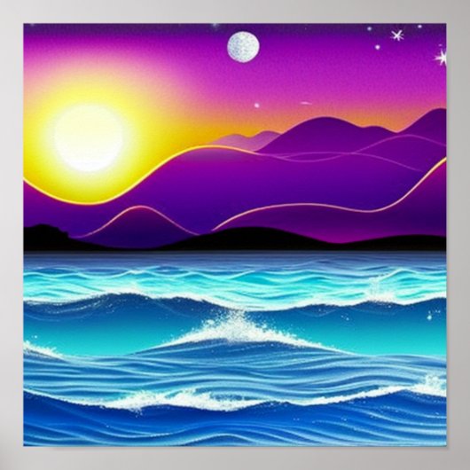 Lila Rolling Hills by Ocean Poster (Vorne)