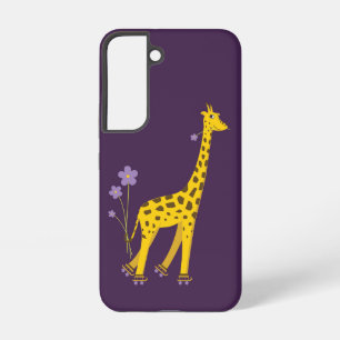 Lila Rollschuhlaufende lustige Cartoon-Giraffe Samsung Galaxy Hülle