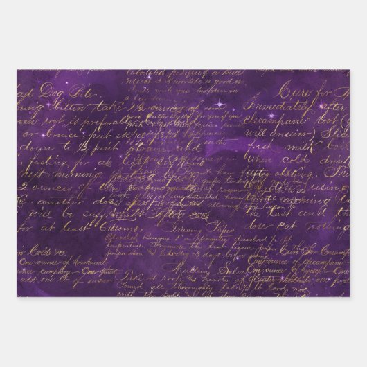 Lila romantische Gotische Hexe und Rose Geschenkpapier Set (Vorderseite 3)