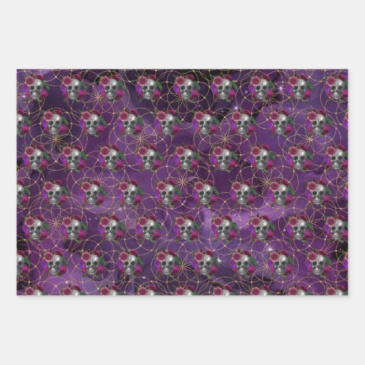 Lila romantische Gotische Hexe und Rose Geschenkpapier Set (Vorderseite 2)