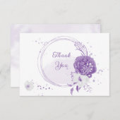lila romantische Hochzeit Dankeskarte (Vorne/Hinten)