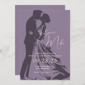 Lila romantische Hochzeitseinladung Einladung (Vorne/Hinten)