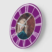 Lila römische Grenze, um Foto rund hinzuzufügen Große Wanduhr (Winkel)