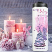 Lila Rosa 6 Fotovorlage Weihnachtsbaum Thermosbecher