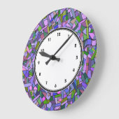 Lila-rosa-Abstrakt-Mosaik-Musteruhr Große Wanduhr (Winkel)