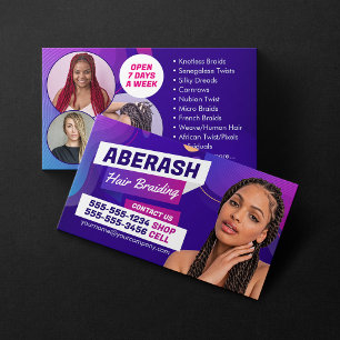 Lila Rosa Afrikanischer Haar-Flecht-Foto-Friseursa Visitenkarte