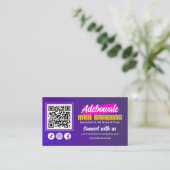 Lila, rosa afrikanisches Haar Verbinden mit uns QR Visitenkarte (Stehend Vorderseite)