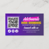Lila, rosa afrikanisches Haar Verbinden mit uns QR Visitenkarte (Vorderseite)