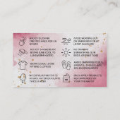 Lila rosa Aftercare-Karte Visitenkarte (Rückseite)