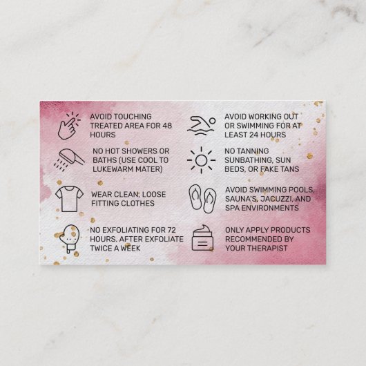 Lila rosa Aftercare-Karte Visitenkarte (Rückseite)