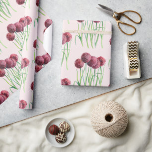 Lila Rosa Allium Blume Aquarellbilder Geschenkpapier