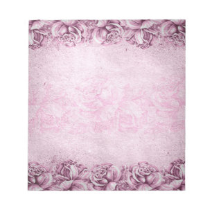 Lila Rosa Altrosa Rosen Blumenmuster Notizblock
