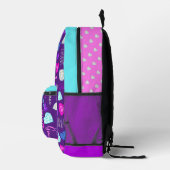 Lila rosa Aqua Diamant individuelle Name überall Bedruckter Rucksack (Rechts)