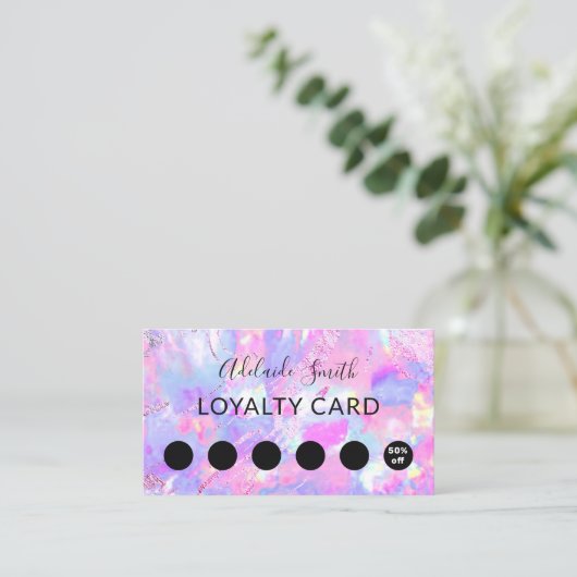 lila rosa Aqua-Opal-Edelstein Visitenkarte (Stehend Vorderseite)