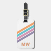 Lila rosa Aqua Orange Retro Streifen Gepäckanhänger (Vorderseite vertikal)