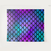 Lila-rosa-Aquamarin-blaue Meerjungfotografie Hinte Wandteppich (Vorderseite (Horizontal))