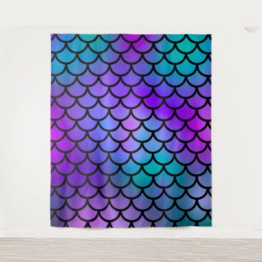Lila-rosa-Aquamarin-blaue Meerjungfotografie Hinte Wandteppich (Vorderseite)