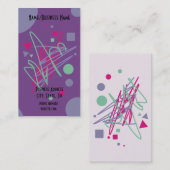 Lila rosa Aquamarine Formen Linien Party Plane Visitenkarte (Vorne/Hinten)