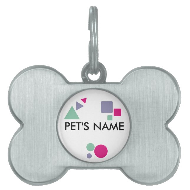 Lila rosa, aquamariner Name des Tieres formt Farbe Tiermarke (Vorderseite)