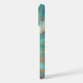 Lila rosa Aquamarines Aqua Blue Gold Marmor iPhone Hülle (Linke Seite)