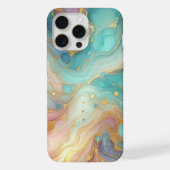 Lila rosa Aquamarines Aqua Blue Gold Marmor iPhone Hülle (Rückseite)