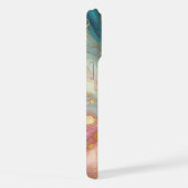 Lila rosa Aquamarines Aqua Blue Gold Marmor iPhone Hülle (Rechte Seite)