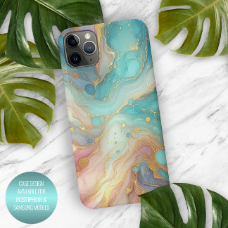 Lila rosa Aquamarines Aqua Blue Gold Marmor iPhone 15 Pro Max Hülle