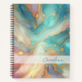 Lila rosa Aquamarines Aqua Blue Gold Marmor Notizblock (Vorderseite)