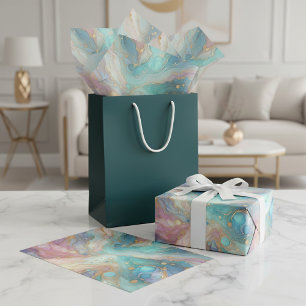 Lila rosa Aquamarines Aqua Blue Gold Marmor Seidenpapier
