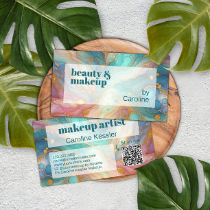 Lila rosa Aquamarines Aqua Blue Gold Marmor Visitenkarte