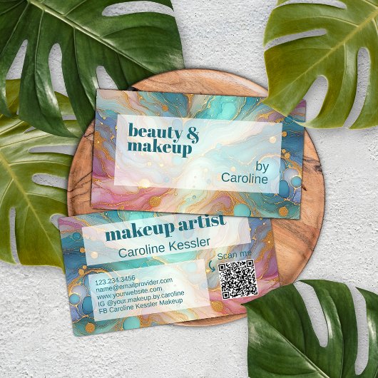 Lila rosa Aquamarines Aqua Blue Gold Marmor Visitenkarte