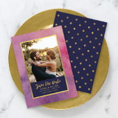 Lila rosa Aquarell- und Gold-Save the Date Foto Save The Date