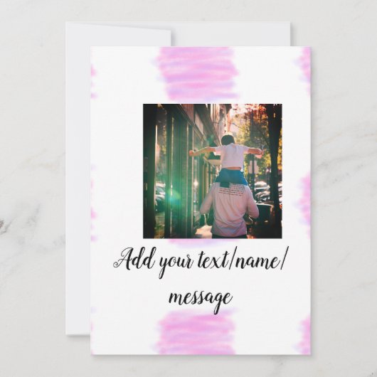 Lila rosa Aquarellfarbe Vater Sohn Vater hinzufüge Einladung (Vorderseite)