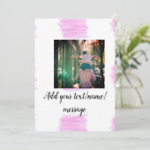 Lila rosa Aquarellfarbe Vater Sohn Vater hinzufüge Einladung (Stehend Vorderseite)