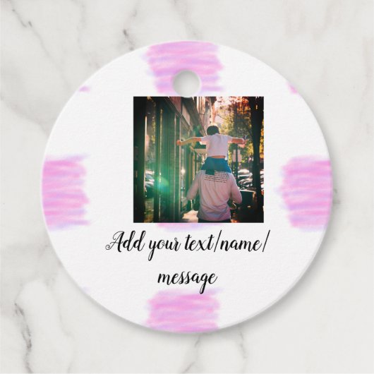 Lila rosa Aquarellfarbe Vater Sohn Vater hinzufüge Geschenkanhänger (Vorderseite)