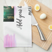 Lila rosa Aquarellfarbe Vater Sohn Vater hinzufüge Geschirrtuch (Viertel Falte)