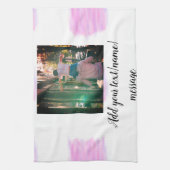 Lila rosa Aquarellfarbe Vater Sohn Vater hinzufüge Geschirrtuch (Vertikal)