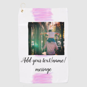 Lila rosa Aquarellfarbe Vater Sohn Vater hinzufüge Golfhandtuch