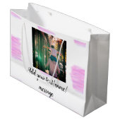 Lila rosa Aquarellfarbe Vater Sohn Vater hinzufüge Große Geschenktüte (Vorderseite Schrägansicht)