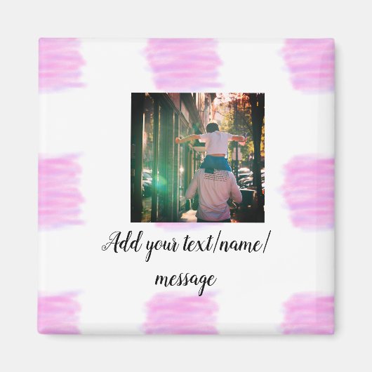 Lila rosa Aquarellfarbe Vater Sohn Vater hinzufüge Magnet (Vorne)