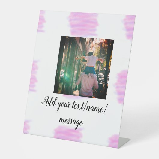 Lila rosa Aquarellfarbe Vater Sohn Vater hinzufüge Sockelschild (Vorderseite)