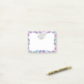 Lila rosa Aquarellfarbe Zickzack Geometrische Druc Post-it Klebezettel (Auf Schreibtisch)