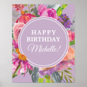 Lila Rosa Aquarellfarben Wildblumen Gerne zum Gebu Poster (Vorne)